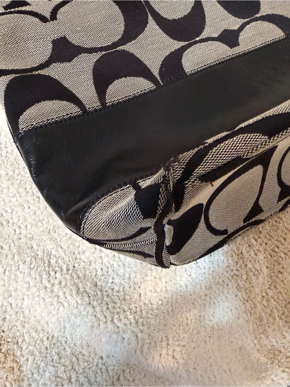 Coach  Black and Gray Signature Canvas Tote - Picture 3 of 10